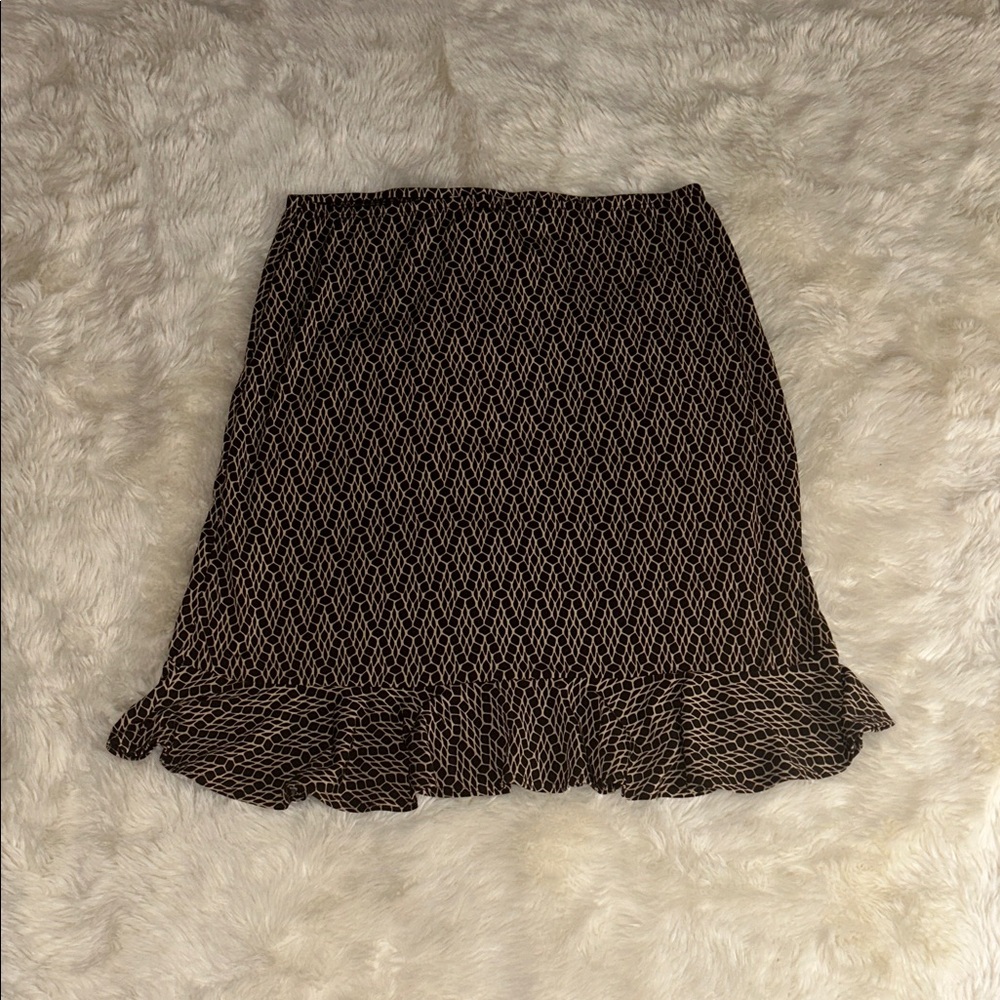 Vintage Y2K Brown and Cream Patterned Skirt
